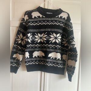 Boys Navy and White Sweater fair isle & Bear winter sweater